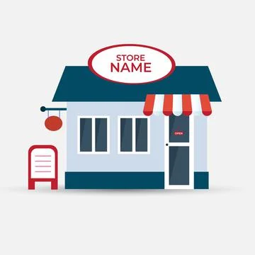 Flat design shop cartoon vector. Simple and clean house shop vector Stock Illustration