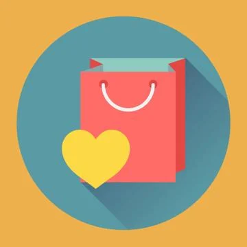 Flat-design shopping bag vector icon Stock Illustration