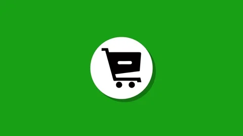 Flat design shopping cart icon animation on green background representing e.. Stock Footage 327762874