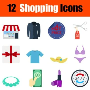 Flat design shopping icon set Stock Illustration