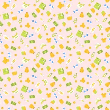 Flat design shopping pattern design Stock Illustration