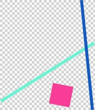 Flat design is showing 3 shapes on transparent canvas with turquoise bar, blue Stock Illustration