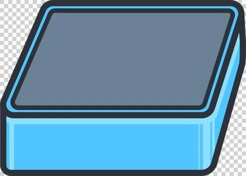 Flat design is showing 3D box with gray top and blue sides on transparent Stock Illustration