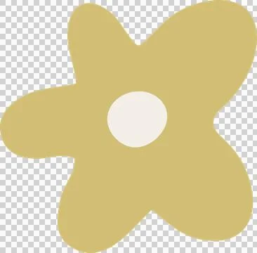 Flat design is showing abstract 5-lobed shape with central off-white circle, Stock Illustration