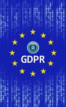 Flat design is showing binary streams over blue field with yellow star circle, Stock Illustration