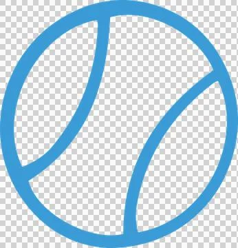 Flat design is showing blue ball outline with two curved lines on transparent 스톡 일러스트