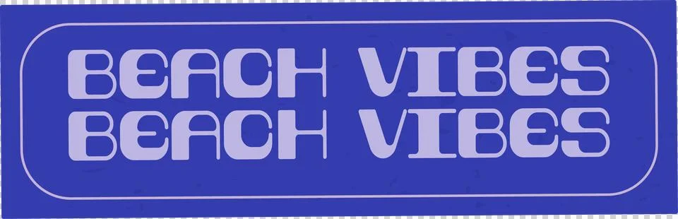 Flat design is showing bold BEACH VIBES text inside blue rounded rectangle, Stock Illustration