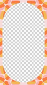 Flat design is showing border with teal round rectangle and orange petals on Stock Illustration