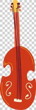 Flat design is showing cello with red gradient body strings and f-holes on Stock Illustration