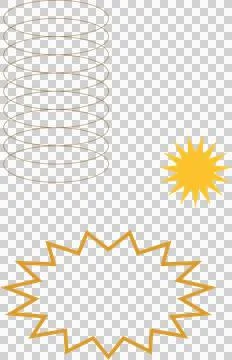 Flat design is showing coil-like ellipses, sunburst, starburst outline on Illustration