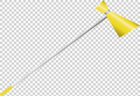 Flat design showing diagonal metal rod with twin yellow endcaps on transparent Stock Illustration