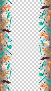 Flat design is showing Father's Day border on transparent background, coffee Stock Illustration