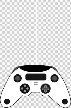 Flat design is showing gamepad with analog sticks, d-pad, buttons, cable, Stock Illustration