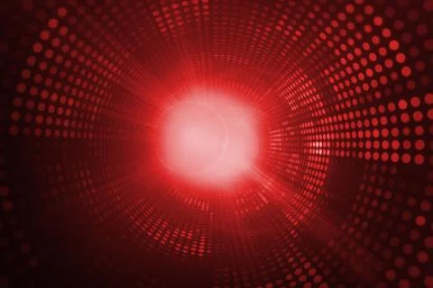Flat design is showing glowing red tunnel vortex with concentric dot rings and イラスト素材