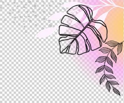 Flat design is showing gradient orb with monstera leaf lines and dots on イラスト素材