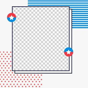 Flat design is showing gray square frame, star badges, stripes and star field on イラスト素材