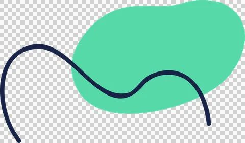 Flat design showing green shape floating on transparent backdrop with dark blue 库存插图