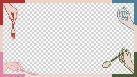 Flat design is showing hands holding fork knife spoon shaker on transparent Stock Illustration