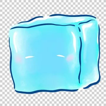 Flat design showing ice cube character, pink blush spots and highlights on Stock Illustration