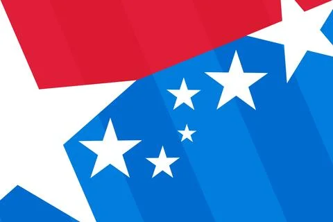 Flat design is showing large white star over angular red blue polygons featuring Fotos Stock