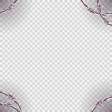 Flat design is showing metallic barbed wire loops in dark gradient corners, Stock Illustration