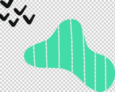 Flat design is showing mint-green blob with teal stripes and 7 black ticks on Stock Illustration
