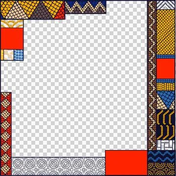 Flat design is showing mosaic tile border around teal center, zigzag motifs, Stock Illustration