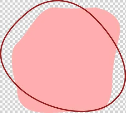 Flat design showing pink blob floating inside red scribble ellipse on Illustrazione stock