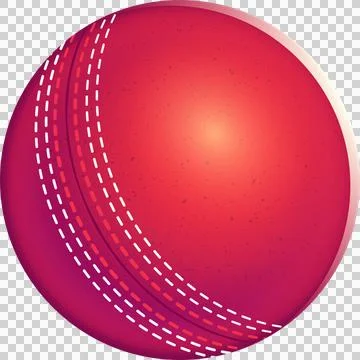 Flat design is showing red cricket ball spinning on transparent background, Stock Illustration