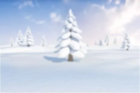 Flat design is showing single evergreen tree standing centered on snowfield Stock Illustration