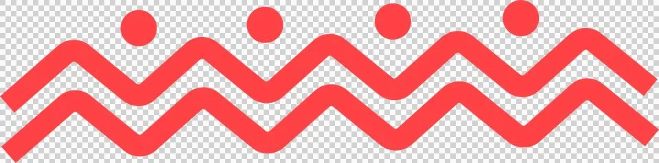 Flat design showing smooth red zigzag peaks topped with dots, abstract wave, Stock Illustration