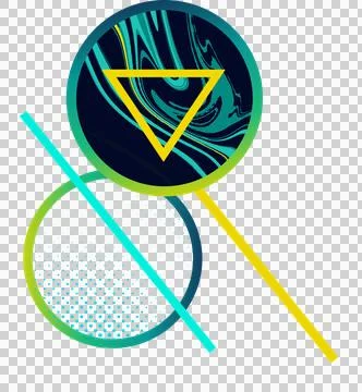 Flat design showing teal or cyan circles yellow triangle yellow or cyan diagonal Stock Illustration