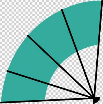 Flat design is showing teal quarter-annulus with five divisions on transparent Stock Illustration