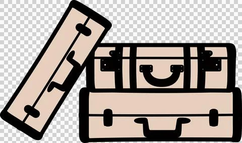 Flat design is showing three beige cases stacked and leaning with straps on Stock Illustration