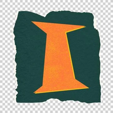 Flat design is showing torn green paper with orange I and yellow border on Illustrazione stock