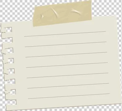 Flat design showing torn lined notebook paper floating on transparent background 스톡 일러스트
