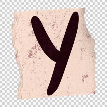 Flat design is showing torn paper with bold brushstroke Y and ink speckles on Stock Illustration