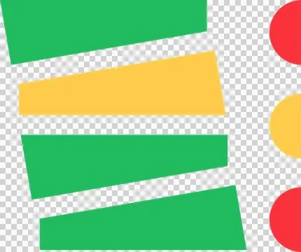 Flat design showing traffic light motif skewed trapezoids left, circles right on Stock Illustration
