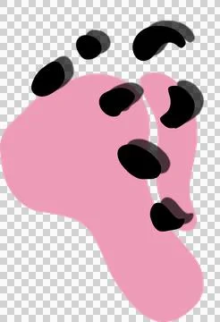 Flat design is showing two overlapping pink blobs scattering black ovals on Stock Illustration