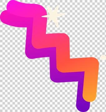Flat design showing zigzag ribbon fading pink-orange with starburst and dot on Stock Illustration