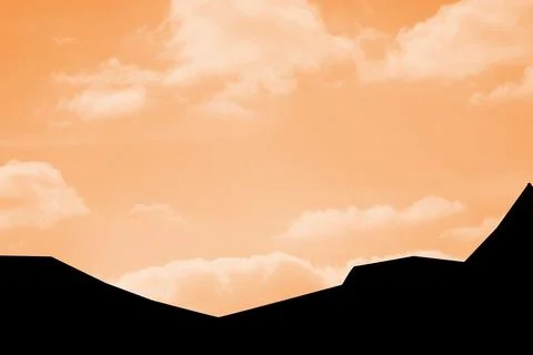 Flat design silhouetted angular rooftops are stretching under glowing orange sky Illustrazione stock