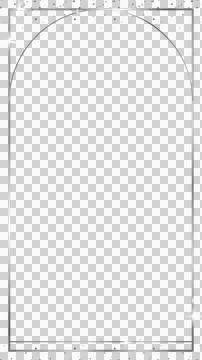 Flat design silver arched frame is floating on transparent field with scattered Stock Illustration