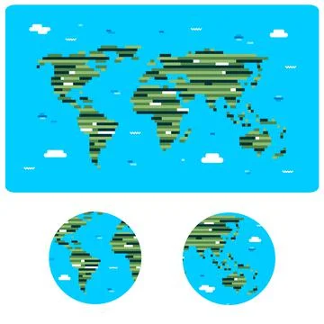 Flat design simple world map with blue background vector illustration Illustrazione stock