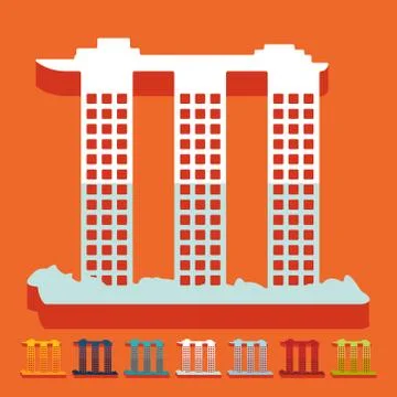 Flat design. singapore building Ilustración de archivo