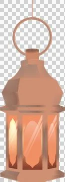 Flat design six panel metal lantern is floating against transparent background, Stock Illustration