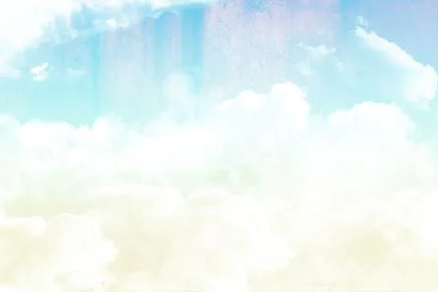 Flat design sky scene is showing layered cumulus clouds rising against light Stock Illustration