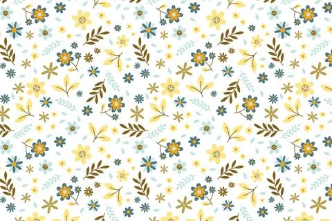 Flat design small flowers pattern design Illustrazione stock