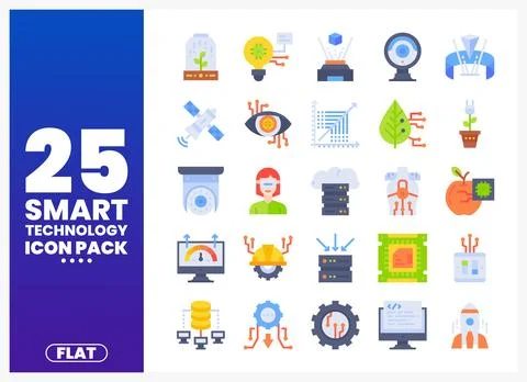Flat design smart technology icons on a white background Stock Illustration