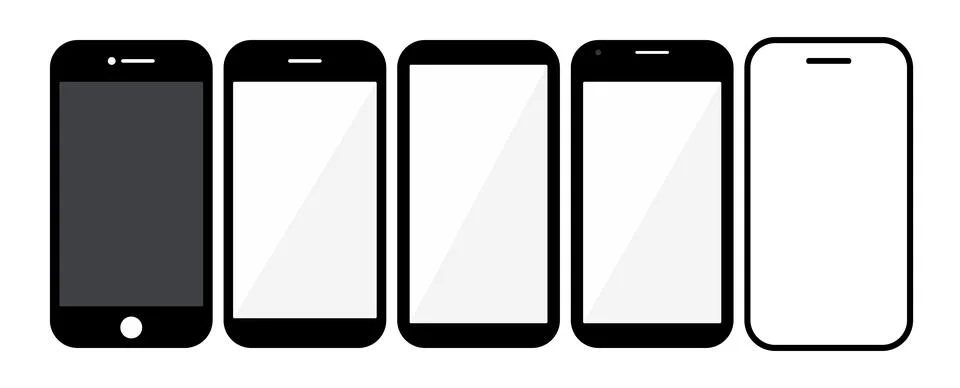 Flat design of smartphone with blank screen isolated on white background Stock Illustration