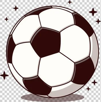 Flat design soccer ball is floating on transparent background, casting oval Stock Illustration